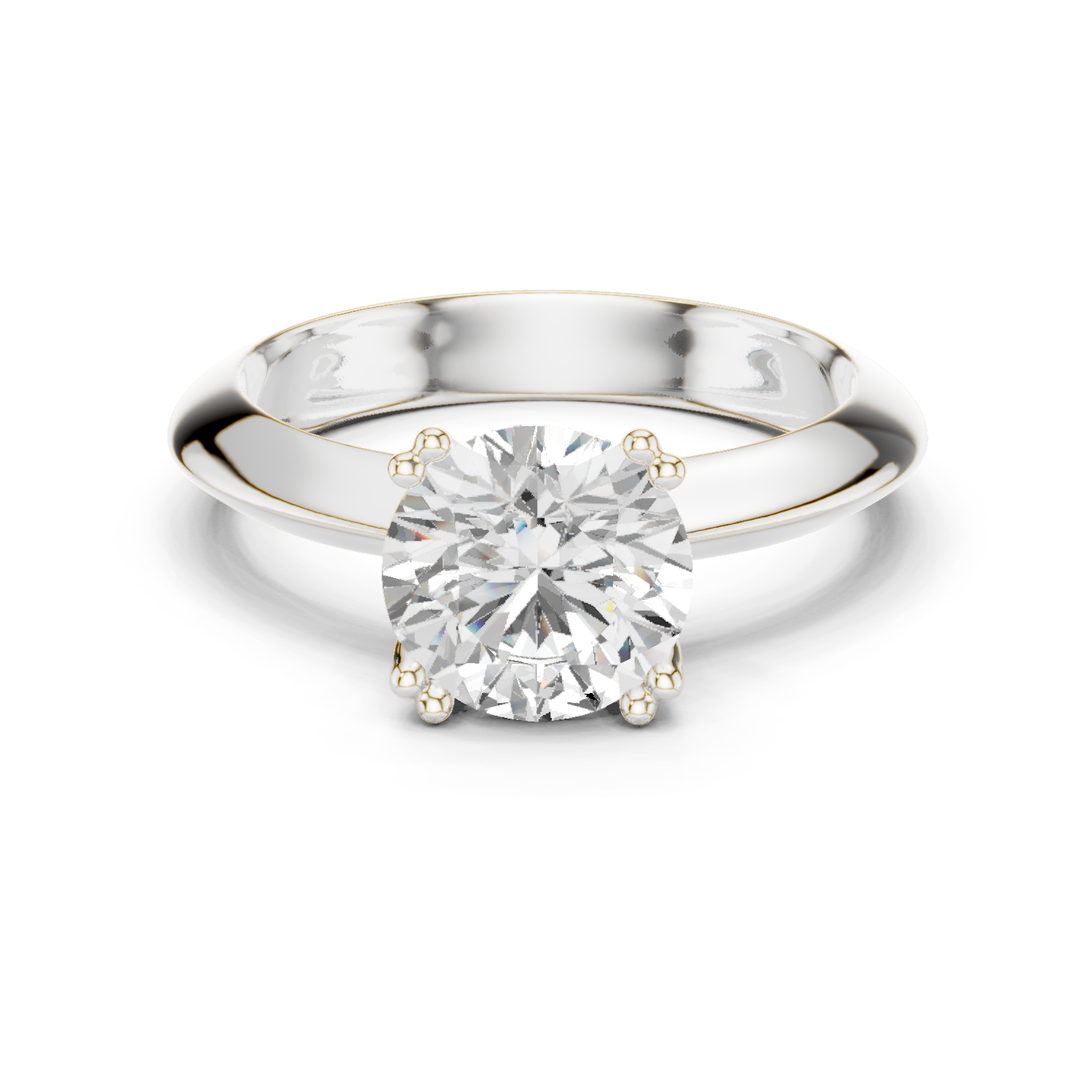 Gold Jewelry L36-8, Round center stone, White Gold