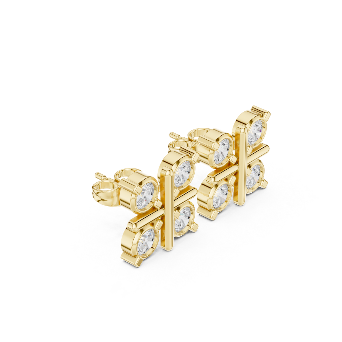 14K Solid Gold Lab Diamond Cluster Earrings, Yellow Gold, view 1
