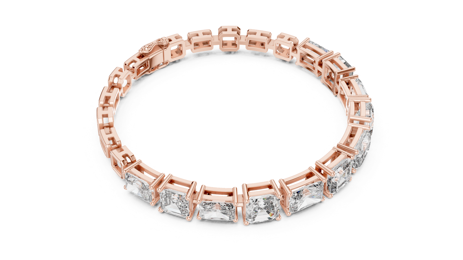 14K Solid Gold Lab Diamond Bracelet, Rose Gold, view 2