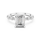 Gold Ring, Emerald center stone, White Gold, view 4