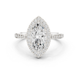 Gold Ring DDLR-349, Marquise center stone, White Gold