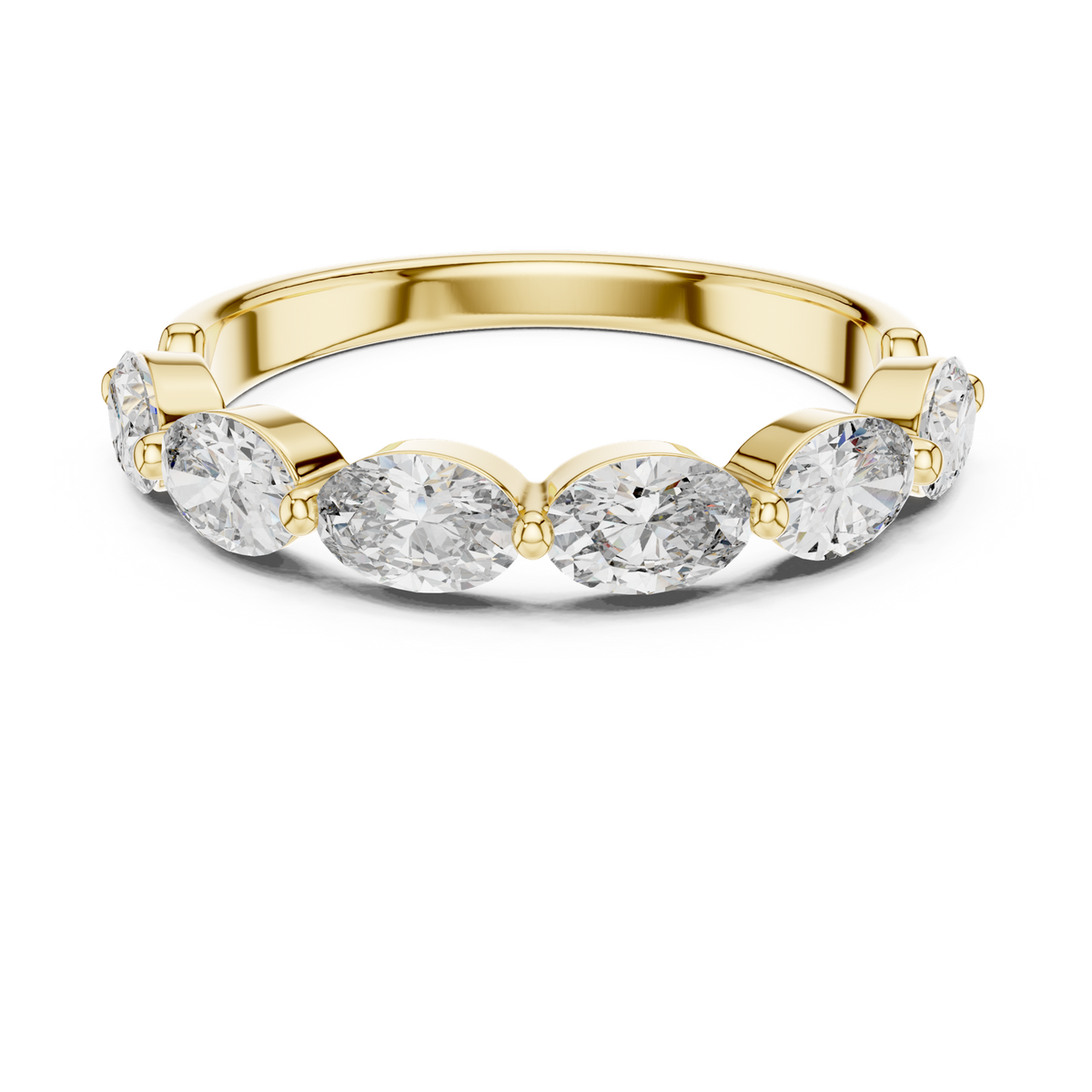 14K Solid Gold Lab Diamond Band Ring, Yellow Gold
