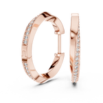 14K Solid Gold Lab Diamond Huggie Earrings, Rose Gold, view 1