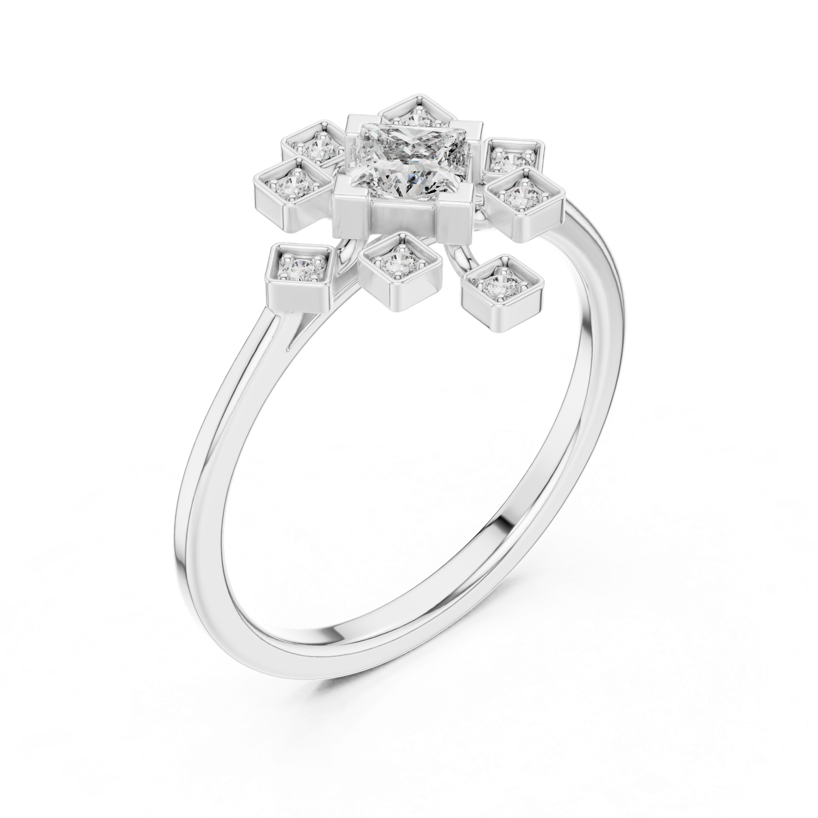 Gold Ring ALR-208, White Gold, view 2