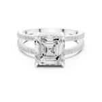 Gold Jewelry, Asscher center stone, White Gold, view 4