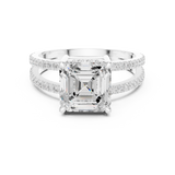 Gold Jewelry, Asscher center stone, White Gold, view 4