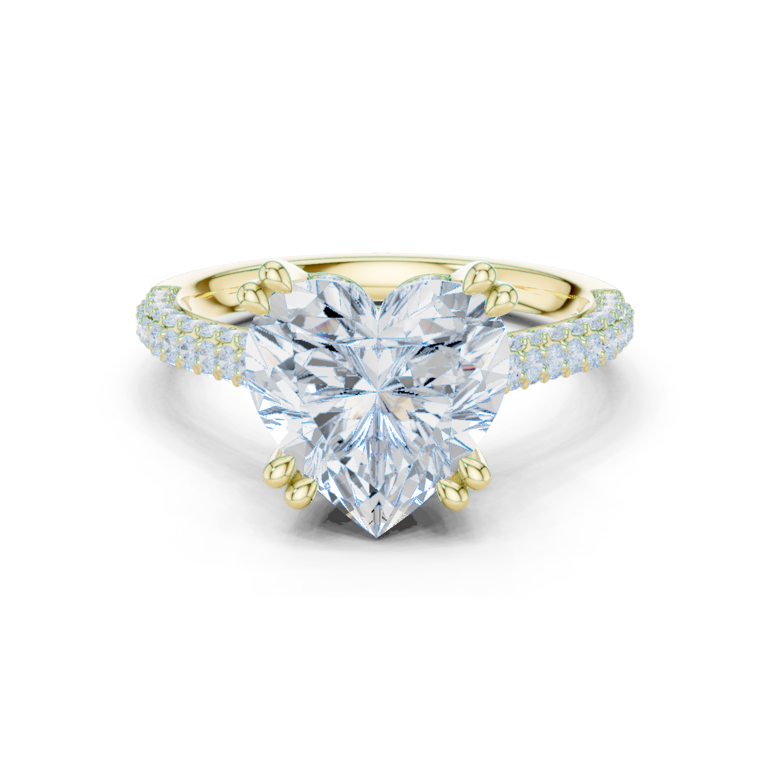 Gold Ring DDLR-260, Heart center stone, Yellow Gold