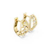 14K Solid Gold Lab Diamond Hoop Earrings, Yellow Gold, view 1