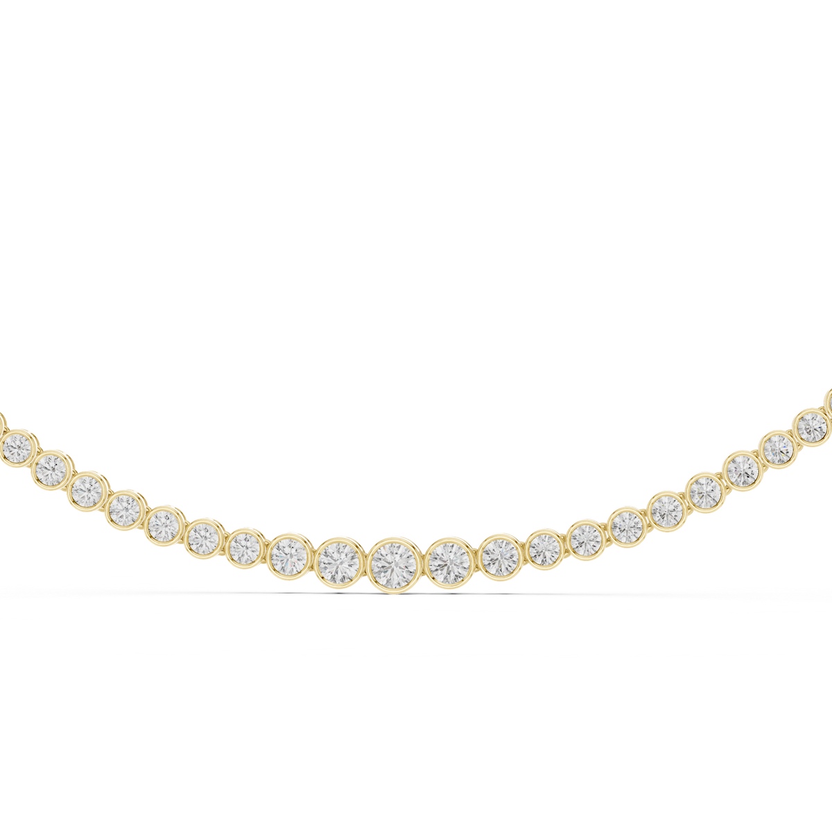14K Solid Gold Lab Diamond Tennis Necklace, Yellow Gold, view 4