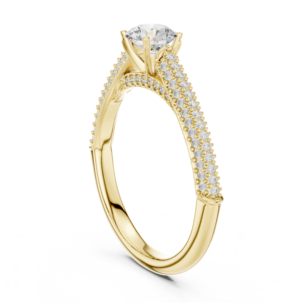 14K Solid Gold Lab Diamond Solitaire Ring, Yellow Gold, view 1