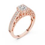 14K Solid Gold Lab Diamond Halo Ring, Rose Gold, view 2