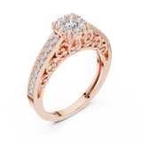 14K Solid Gold Lab Diamond Halo Ring, Rose Gold, view 2