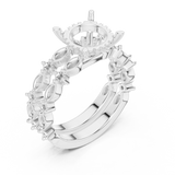 Gold Ring DDLR-301, Round center stone, White Gold, view 2