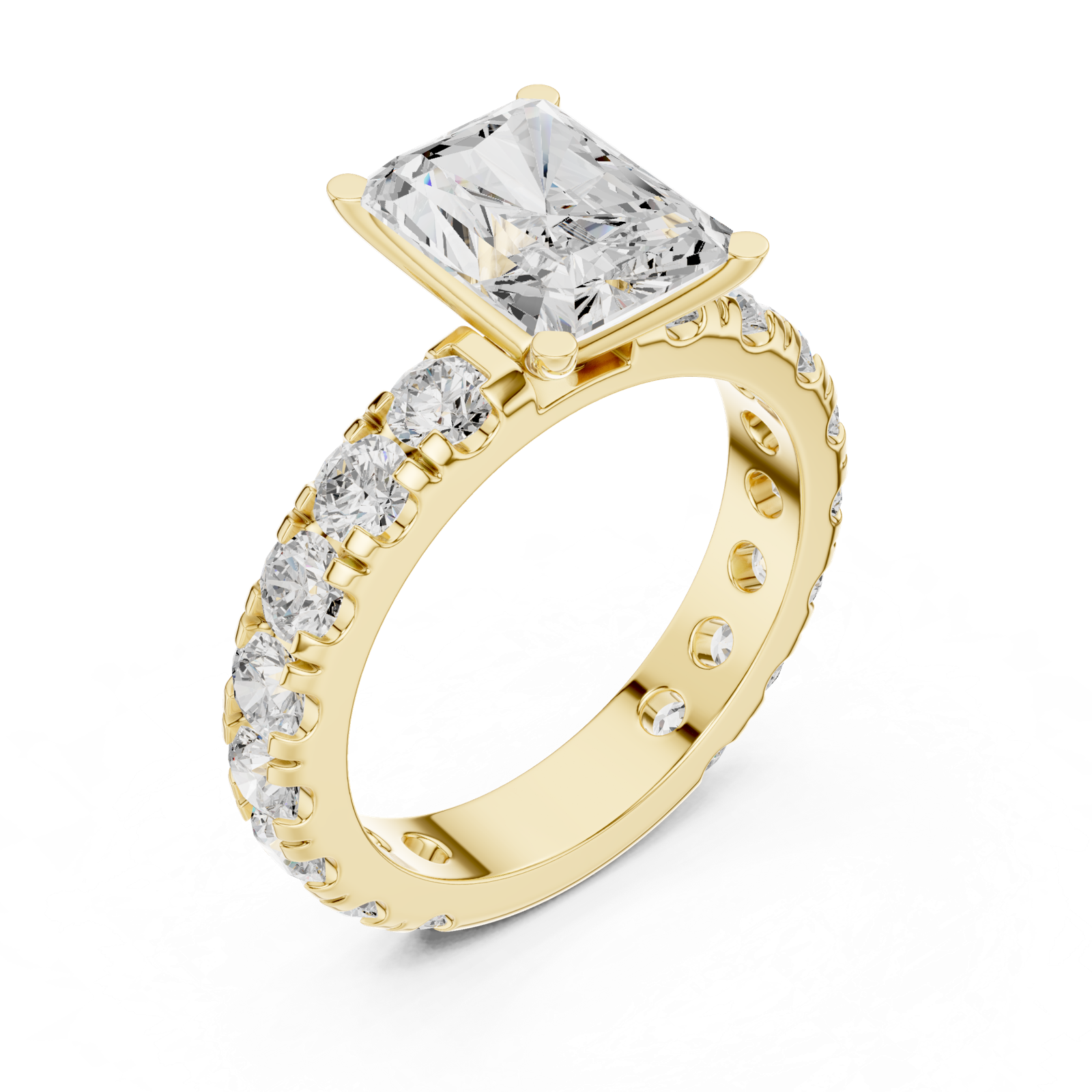 Gold Jewelry L35-63, Radiant center stone, Yellow Gold, view 2