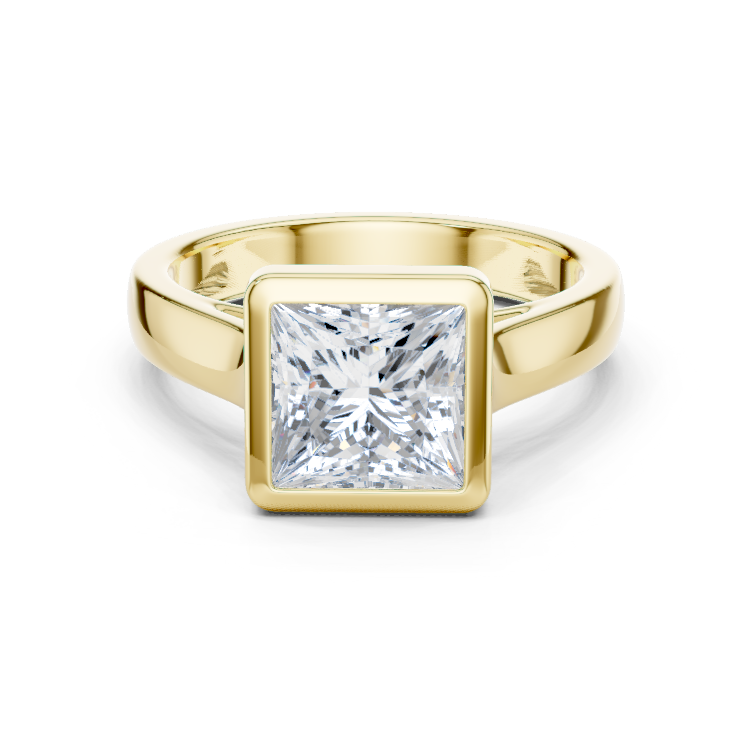 Gold Jewelry L36-3, Princess center stone, Yellow Gold