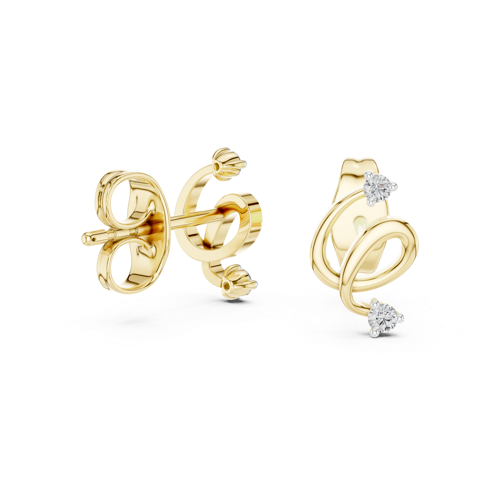 Gold Earrings 12-10002@E, Yellow Gold, view 1
