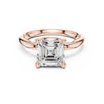 Gold Ring, Asscher center stone, Rose Gold, view 4