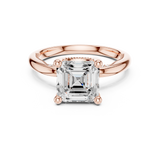 Gold Ring, Asscher center stone, Rose Gold, view 4