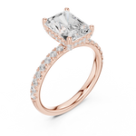 Gold Ring DDLR-161, Radiant center stone, Rose Gold, view 2