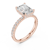 Gold Ring DDLR-161, Radiant center stone, Rose Gold, view 2