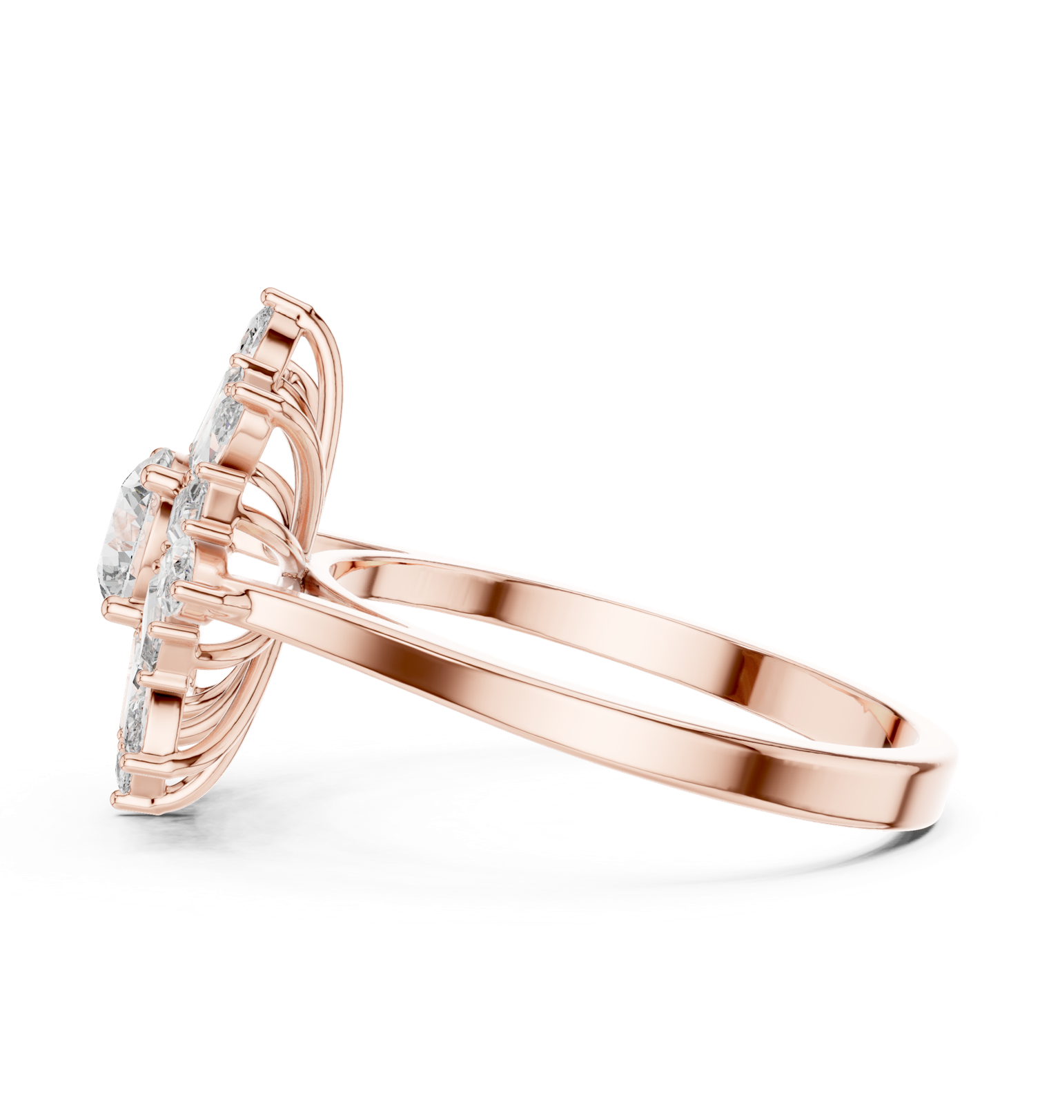 Gold Ring ALR-65, Rose Gold, view 3