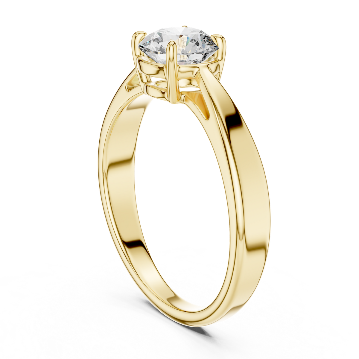 14K Solid Gold Lab Diamond Solitaire Ring, Yellow Gold, view 1
