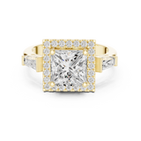 Gold Ring DDLR-342, Princess center stone, Yellow Gold, view 4