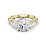 Gold Ring DDLR-284, Oval center stone, Yellow Gold