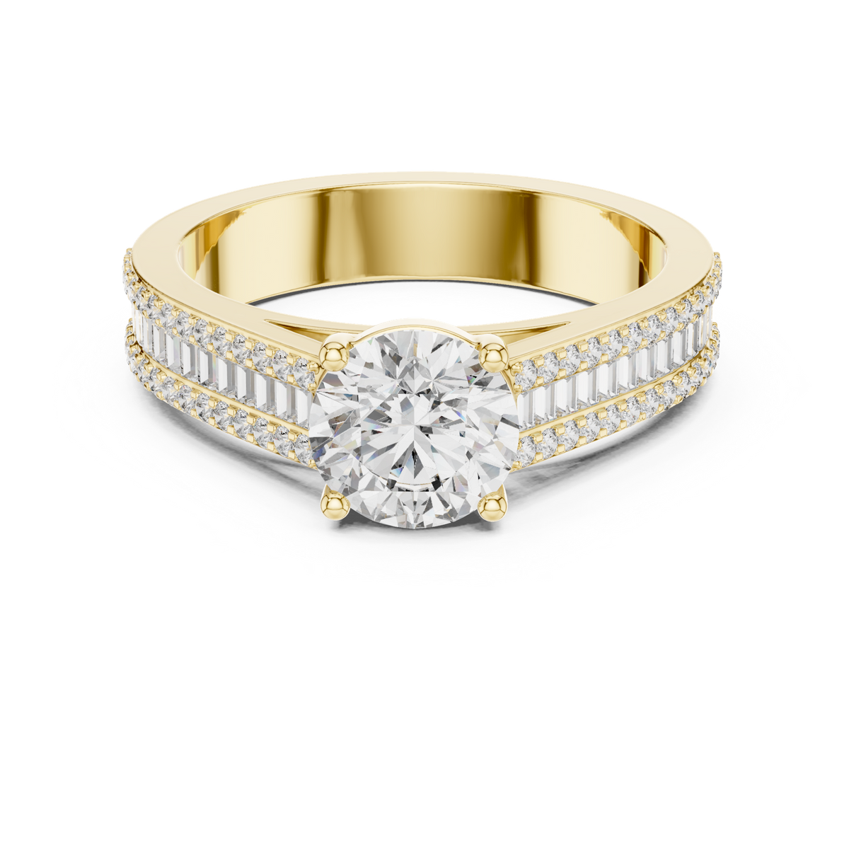 14K Solid Gold Lab Diamond Solitaire Ring, Yellow Gold