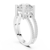Gold Jewelry L36-13, Round center stone, White Gold, view 1