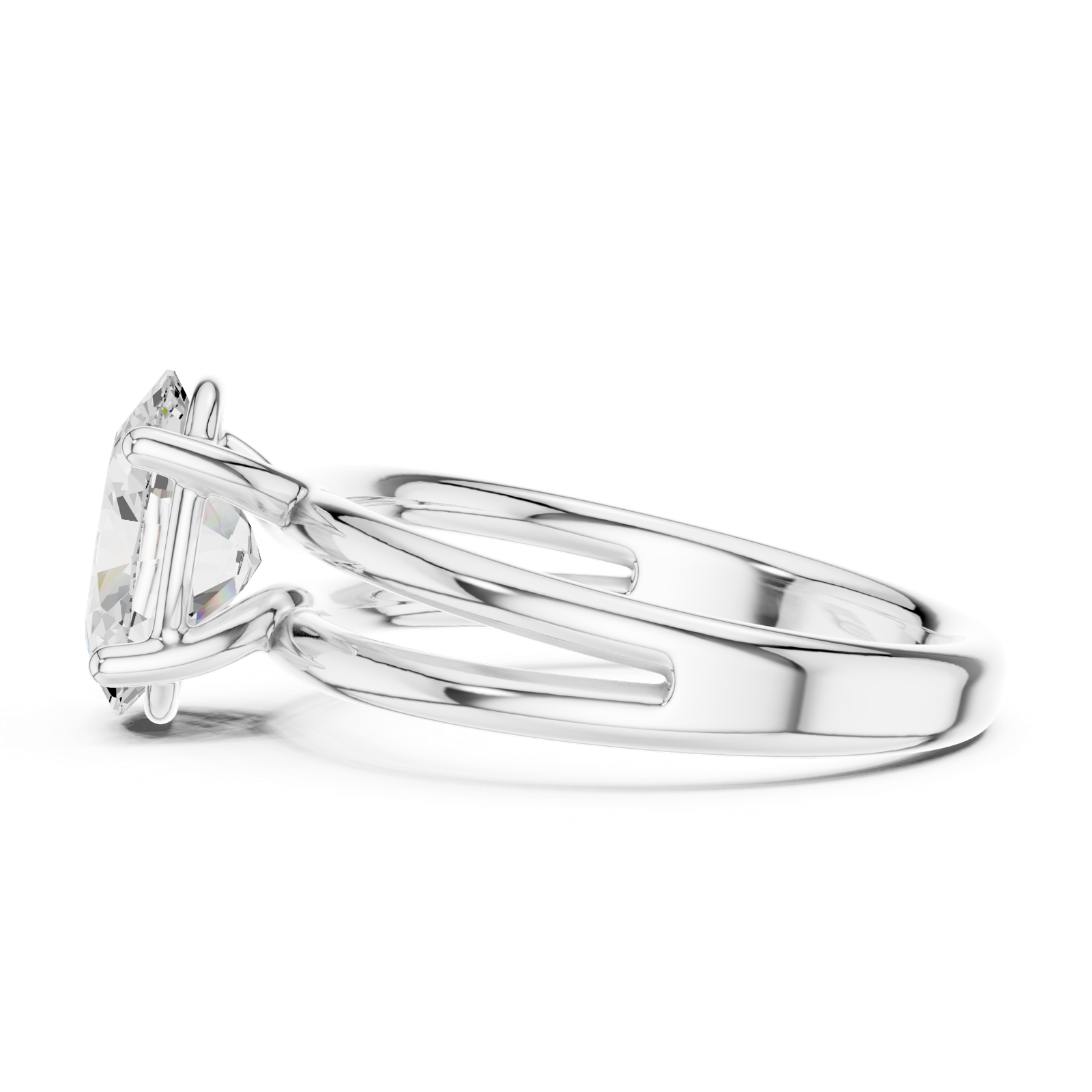 Gold Jewelry L36-9, Oval center stone, White Gold, view 3