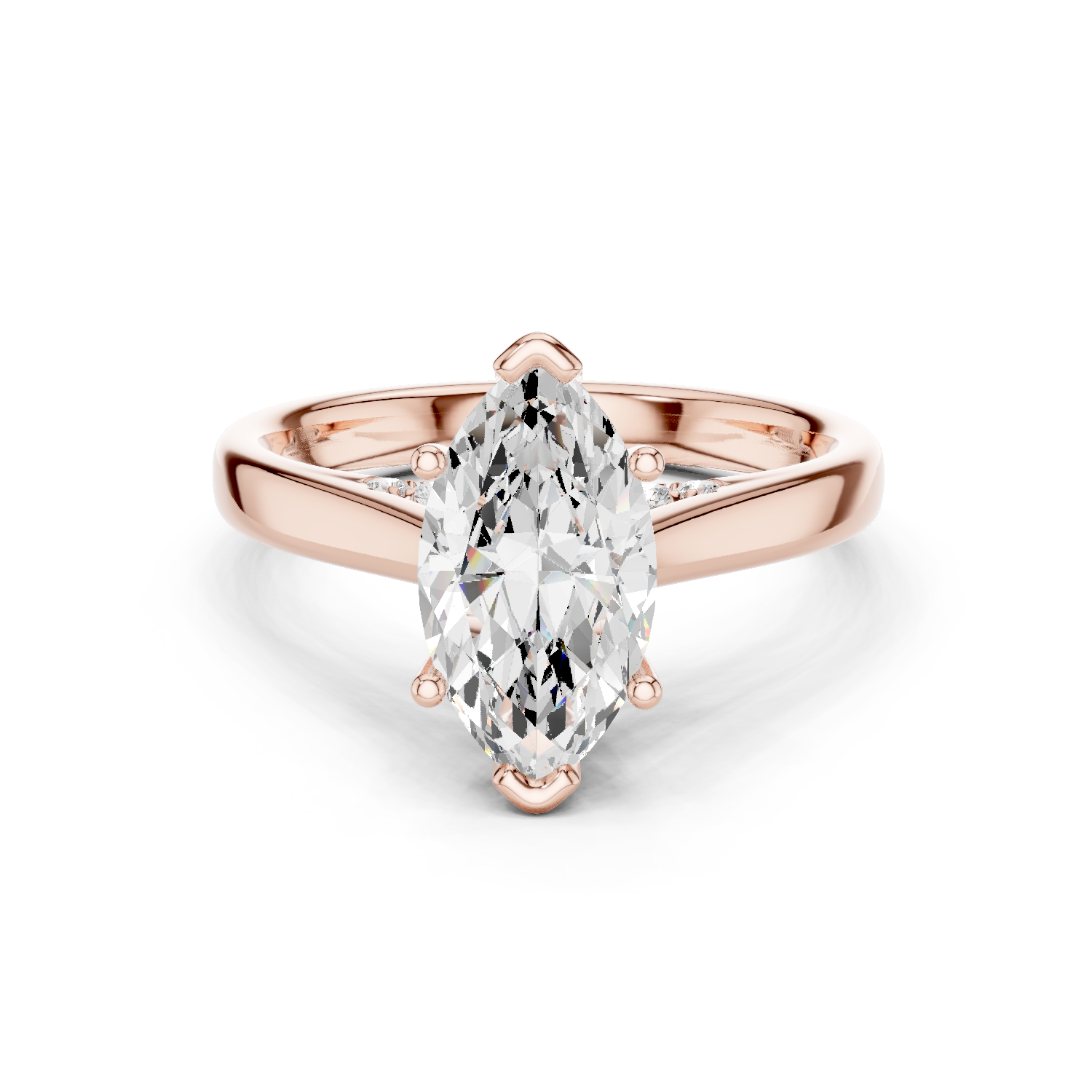 Gold Jewelry, Marquise center stone, Rose Gold