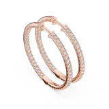 14K Solid Gold Lab Diamond Huggie Earrings, Rose Gold, view 2