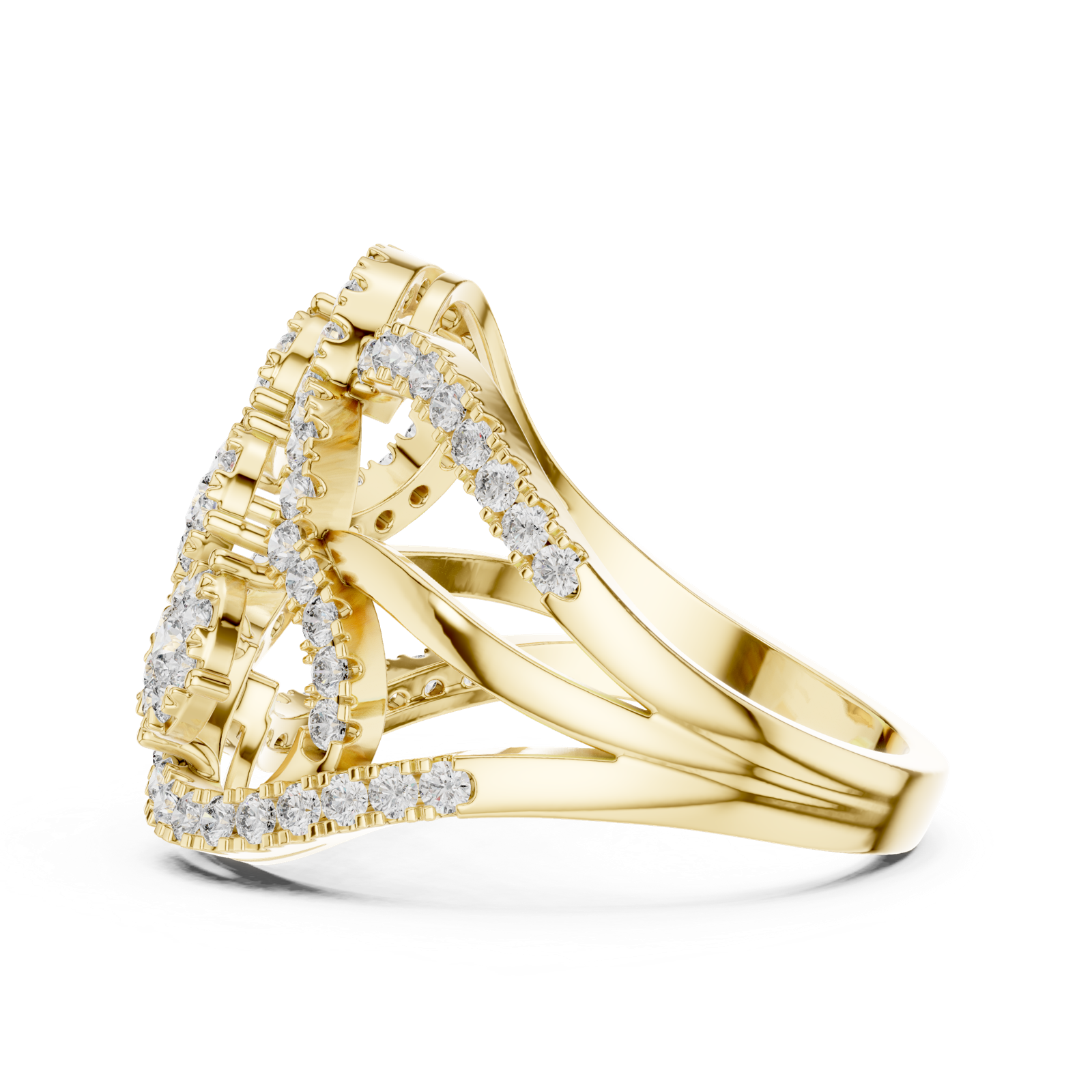 14K Solid Gold Lab Diamond Cluster Ring, Yellow Gold, view 3
