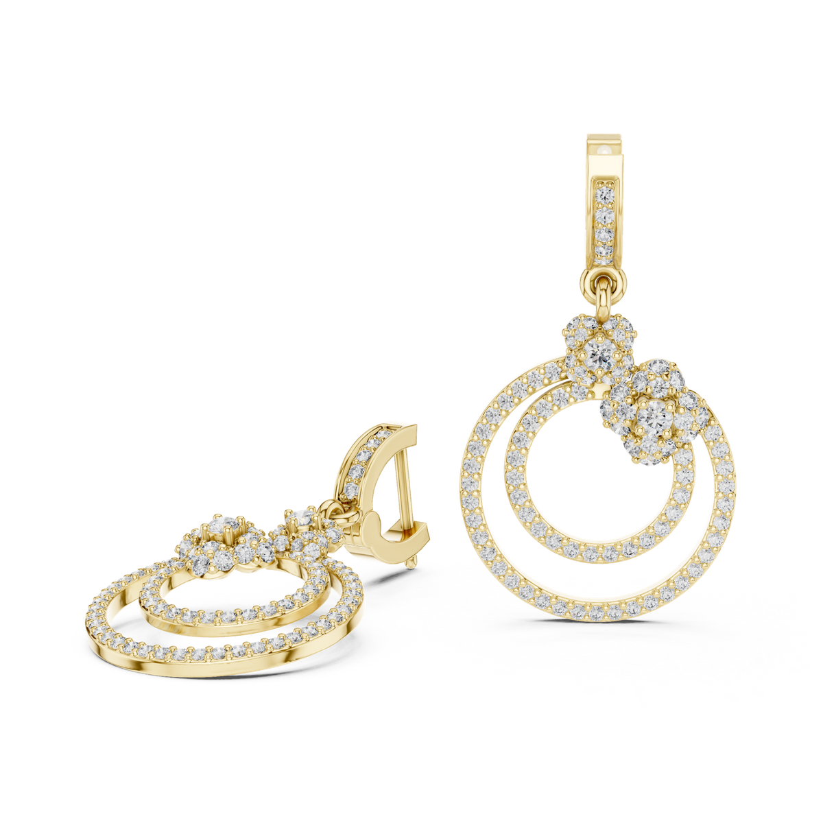 14K Solid Gold Lab Diamond Drop Earrings, Yellow Gold, view 1