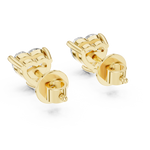14K Solid Gold Lab Diamond Heart Stud Earrings, Yellow Gold, view 3