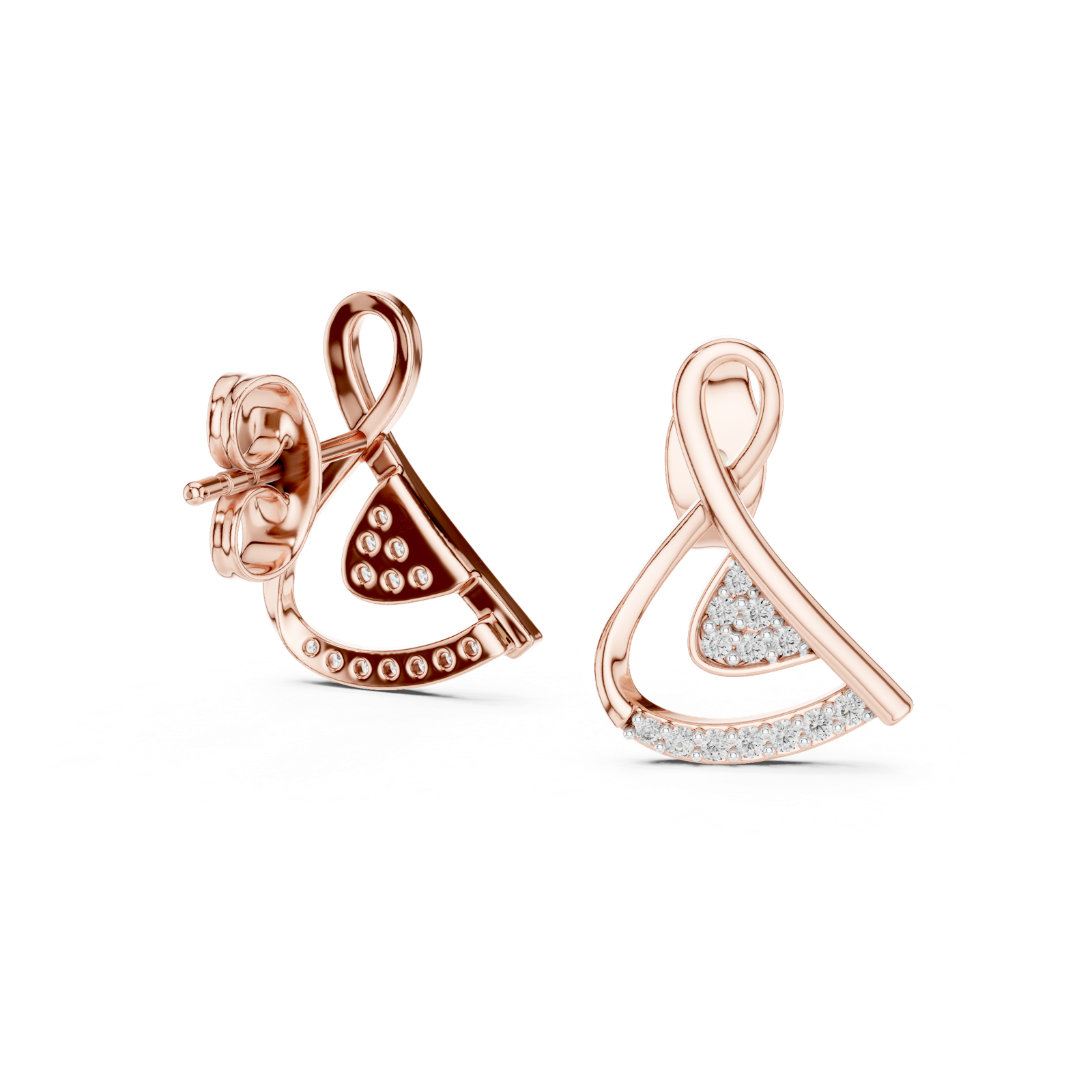 Gold Earrings 12-10028@E, Rose Gold, view 1