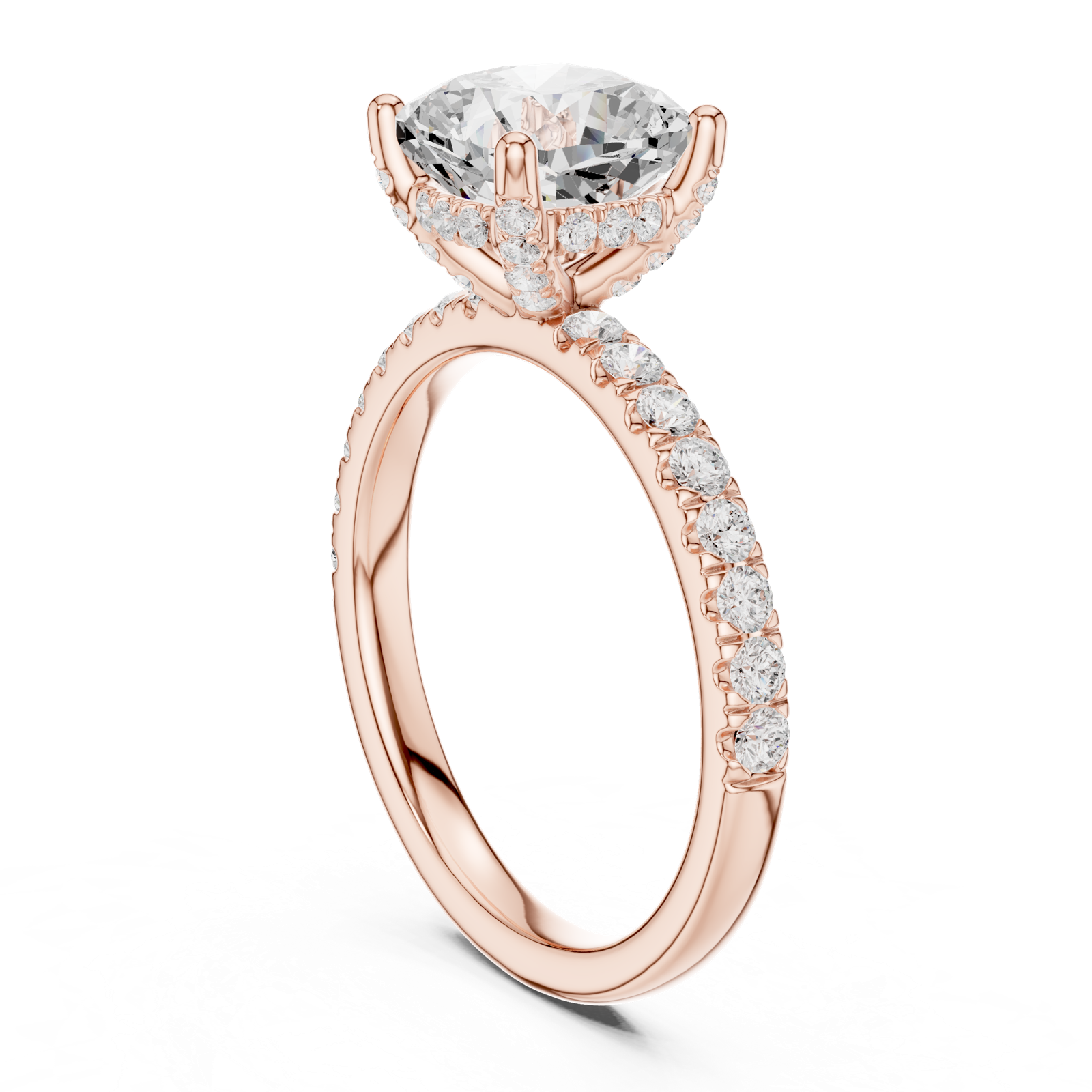 Gold Ring, Cushion center stone, Rose Gold, view 1