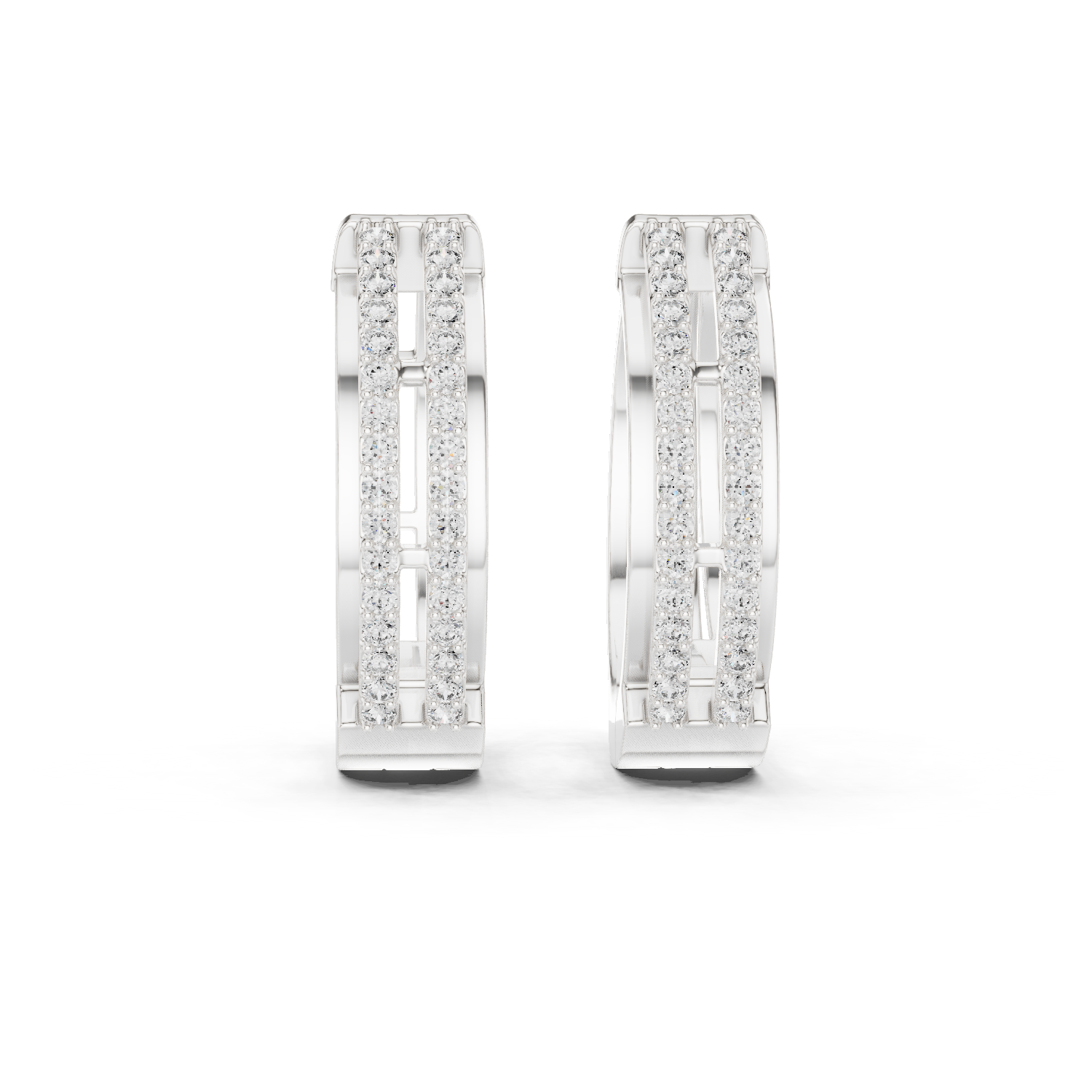 14K Solid Gold Lab Diamond Huggie Earrings, White Gold