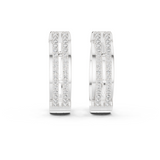 14K Solid Gold Lab Diamond Huggie Earrings, White Gold