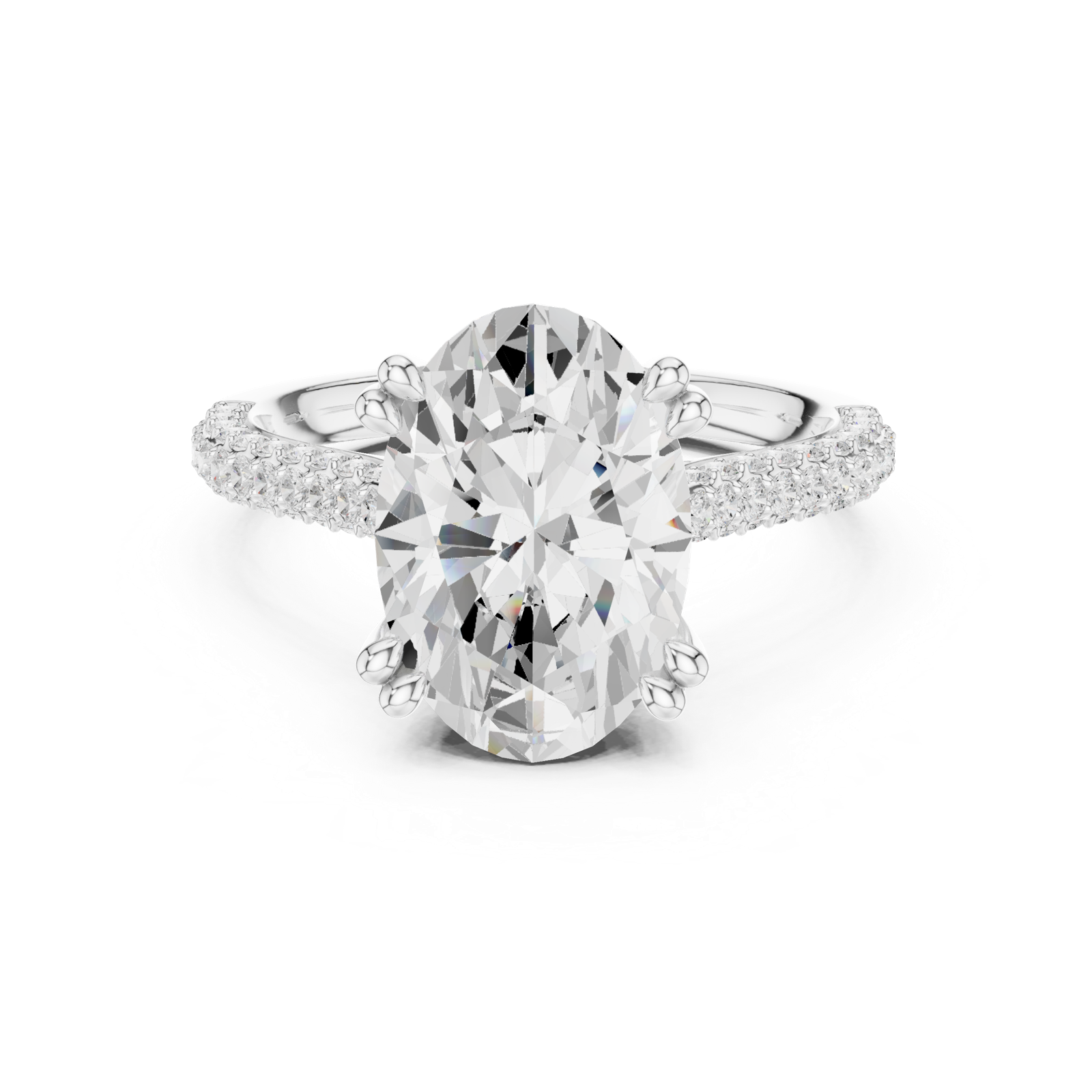 Gold Ring DDLR-260, Oval center stone, White Gold, view 4