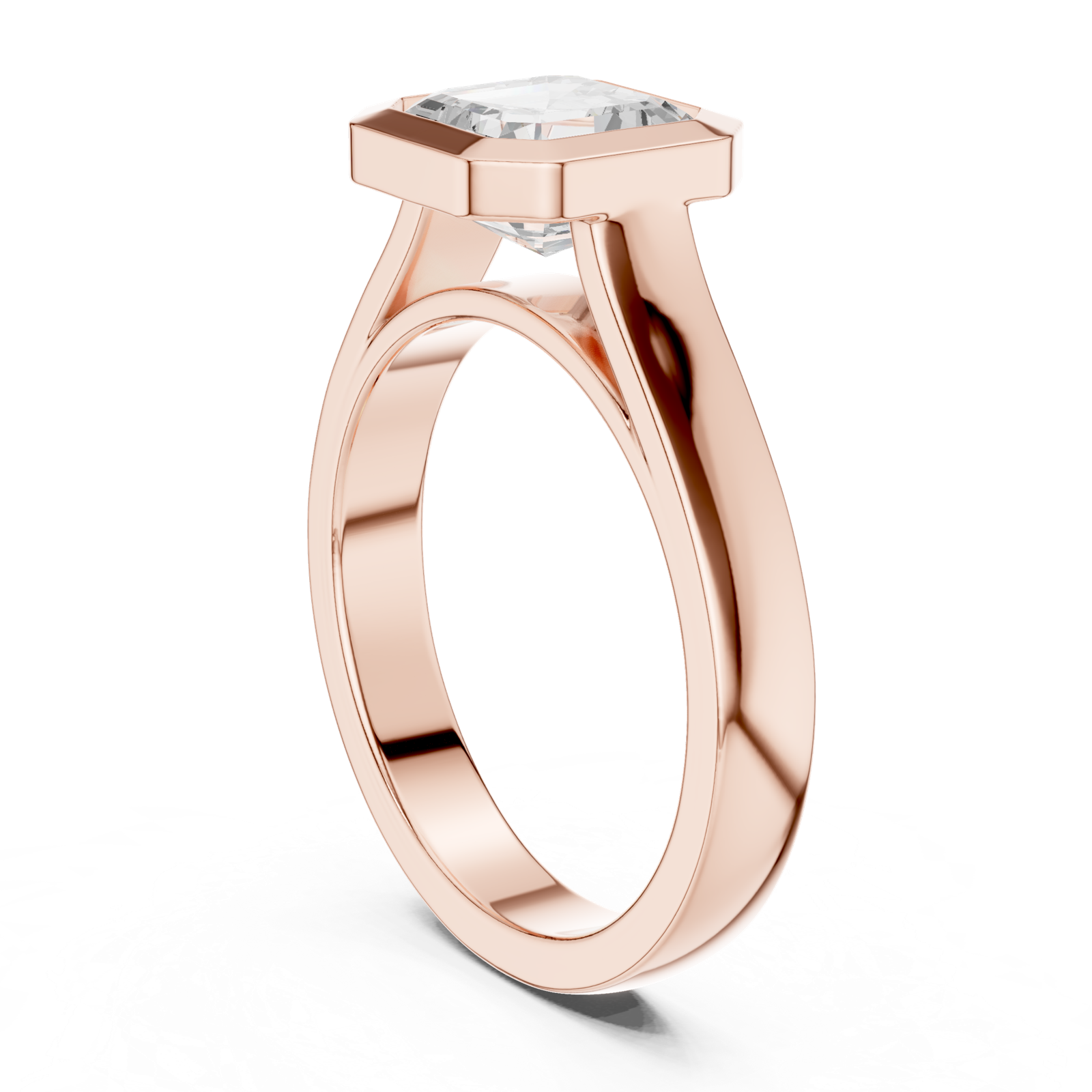 Gold Jewelry L36-3, Asscher center stone, Rose Gold, view 1