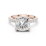 Gold Ring, Cushion center stone, Rose Gold