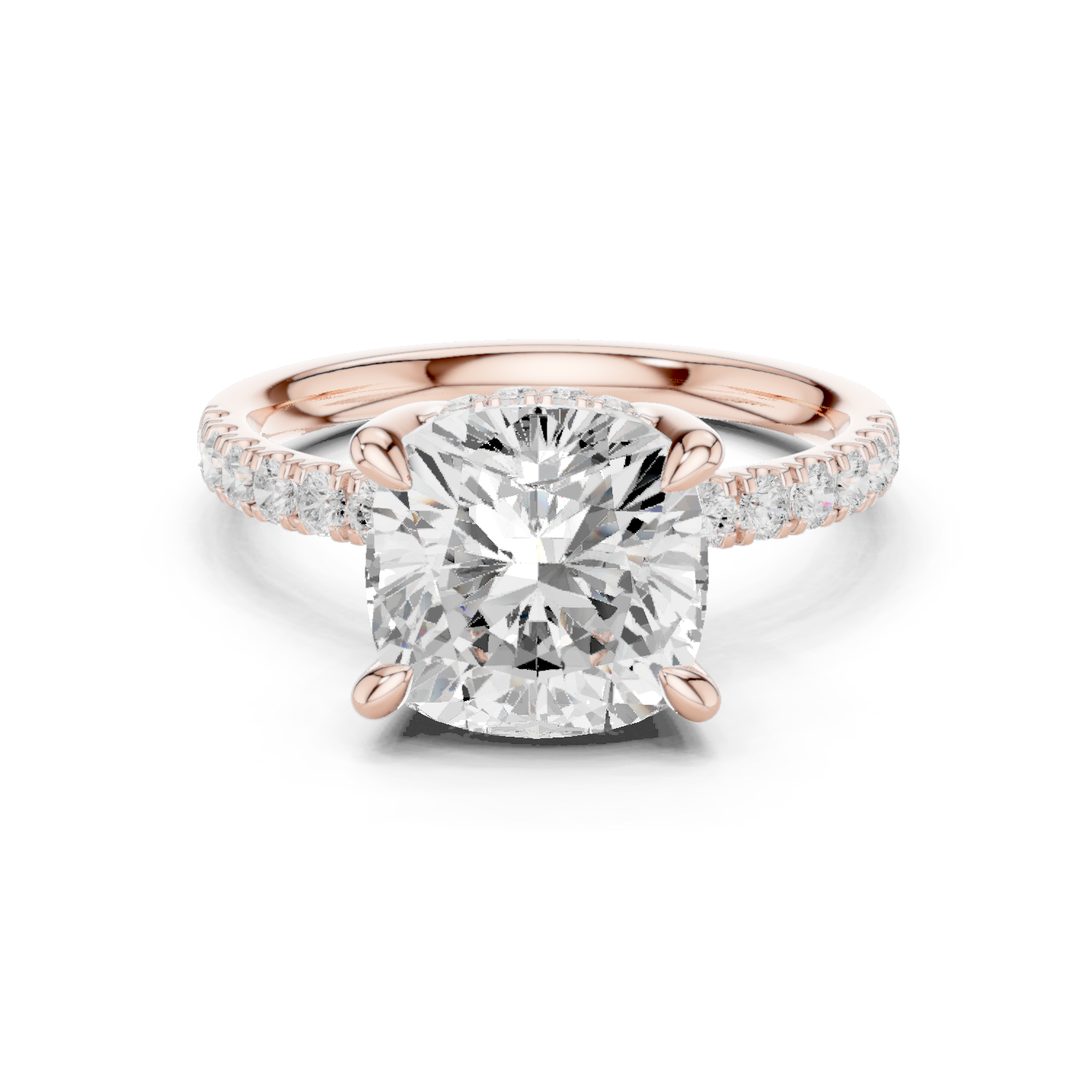 Gold Ring, Cushion center stone, Rose Gold