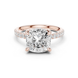 Gold Ring, Cushion center stone, Rose Gold