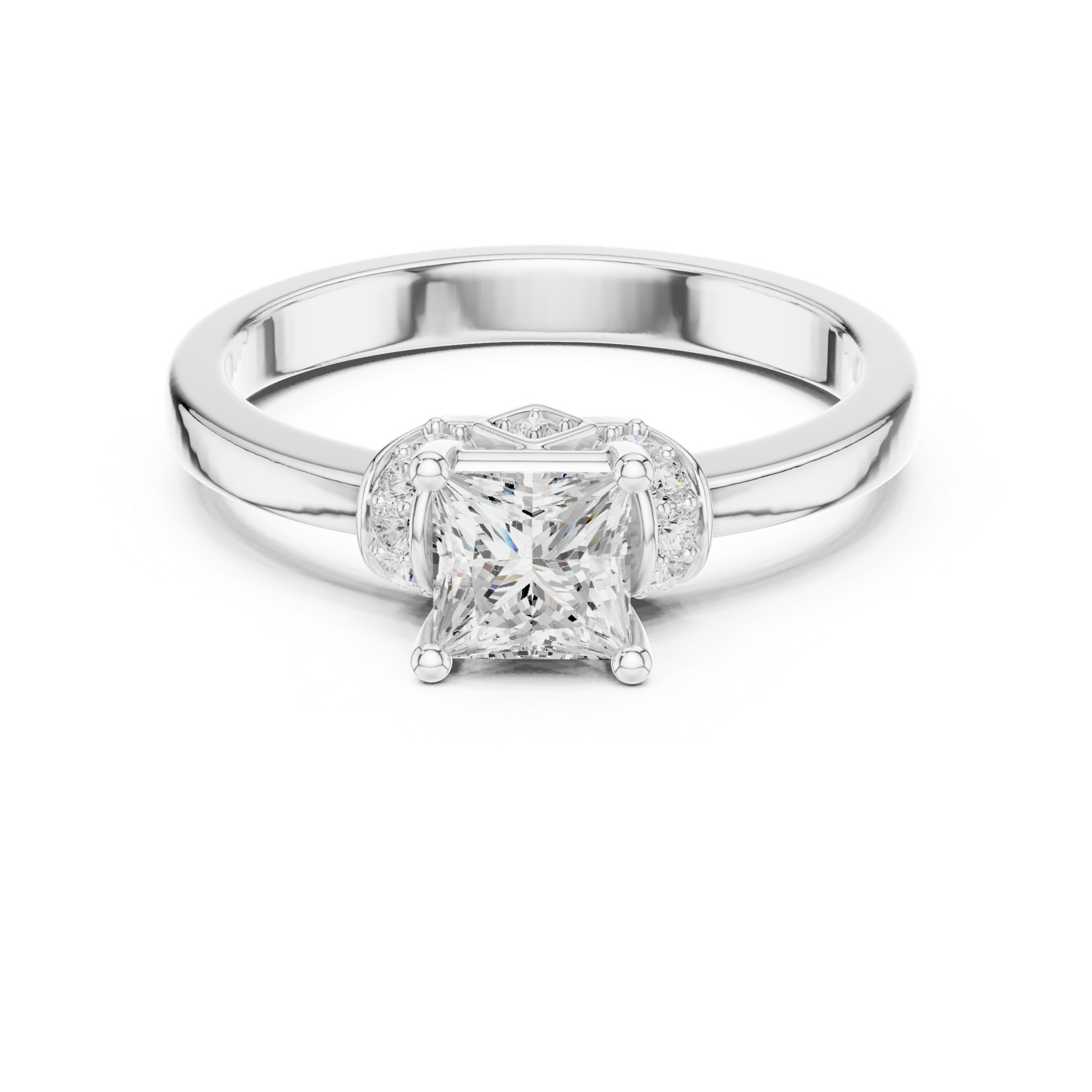 Gold Ring DDLR-496, White Gold, view 4