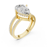 Gold Jewelry L36-13, Pear center stone, Yellow Gold, view 2