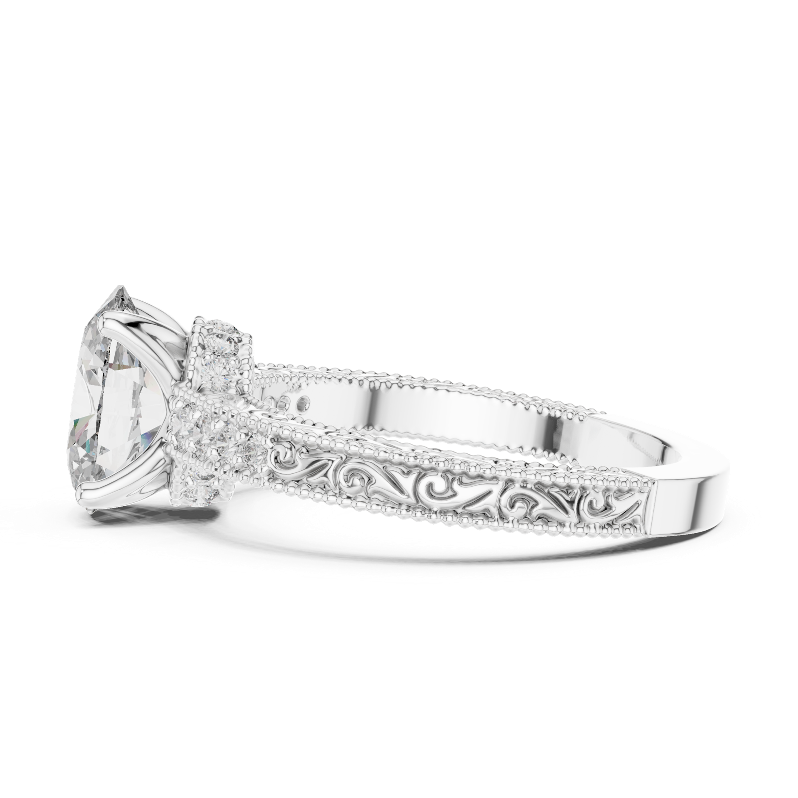Gold Ring DDLR-166, White Gold, view 3