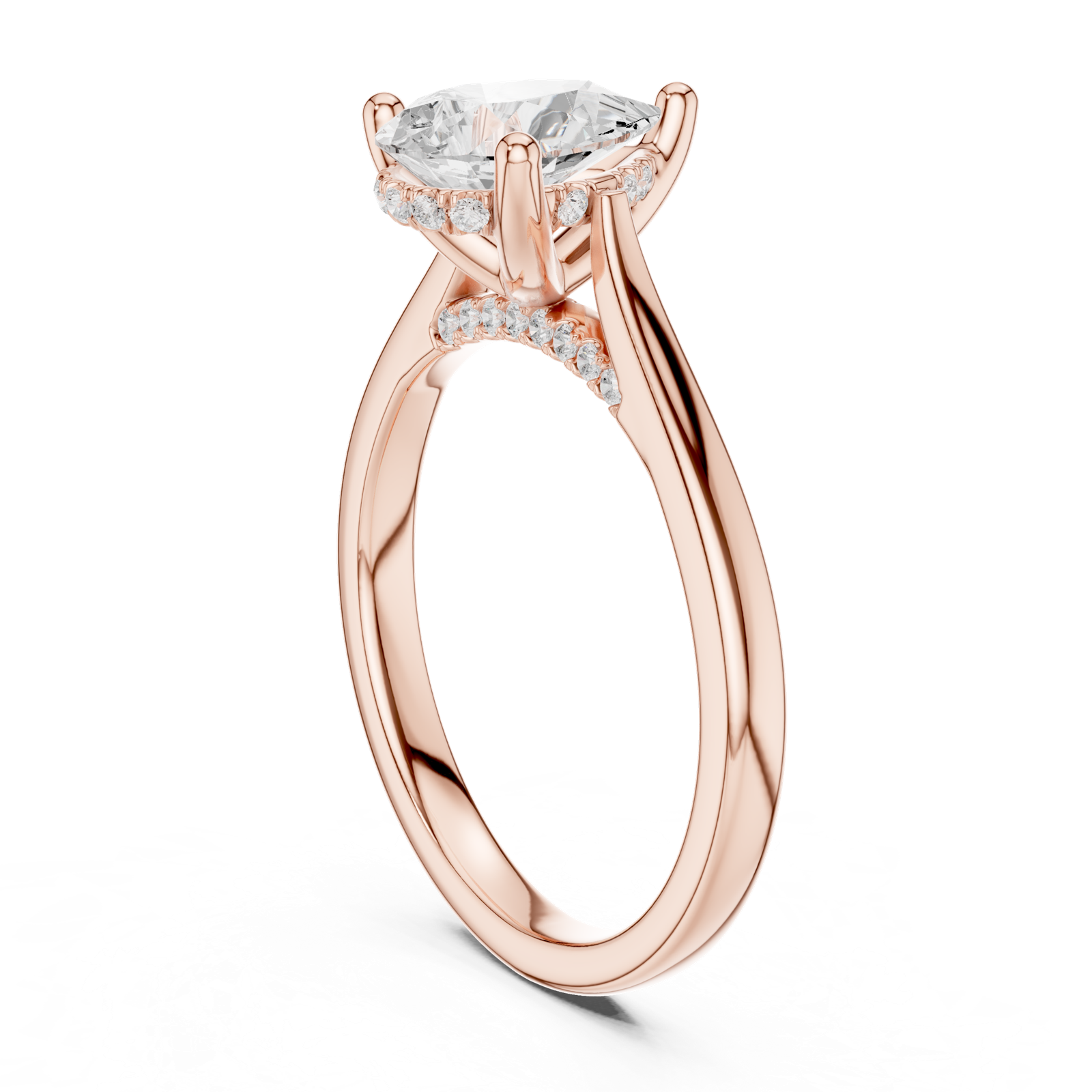 Gold Ring DDLR-163, Pear center stone, Rose Gold, view 1
