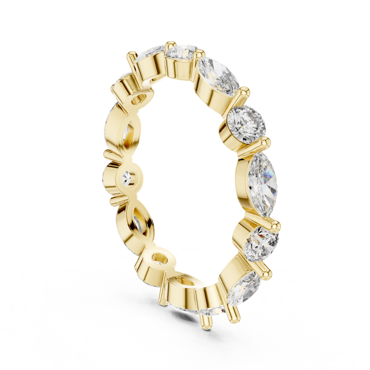 14K Solid Gold Lab Diamond Cluster Ring, Yellow Gold, view 1